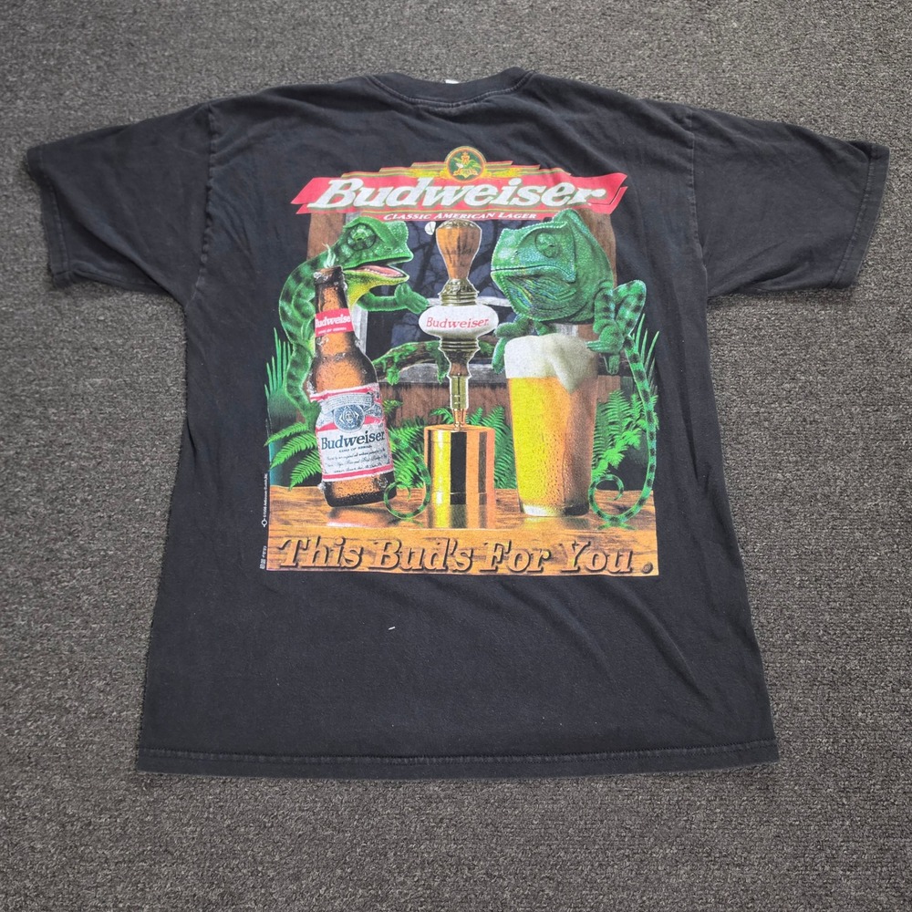 Vintage Budweiser T-Shirt‎ Mens Large 1998 Frogs Chameleon This Buds For You